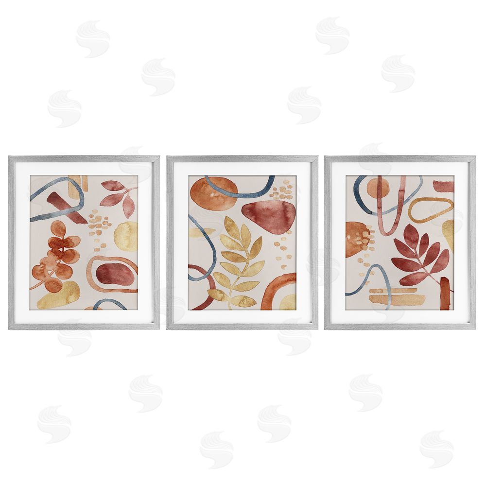 Camila Juncos Natural Abstract & Leaves Organics Gray Framed Print Under Glass with White Mat Wall Art