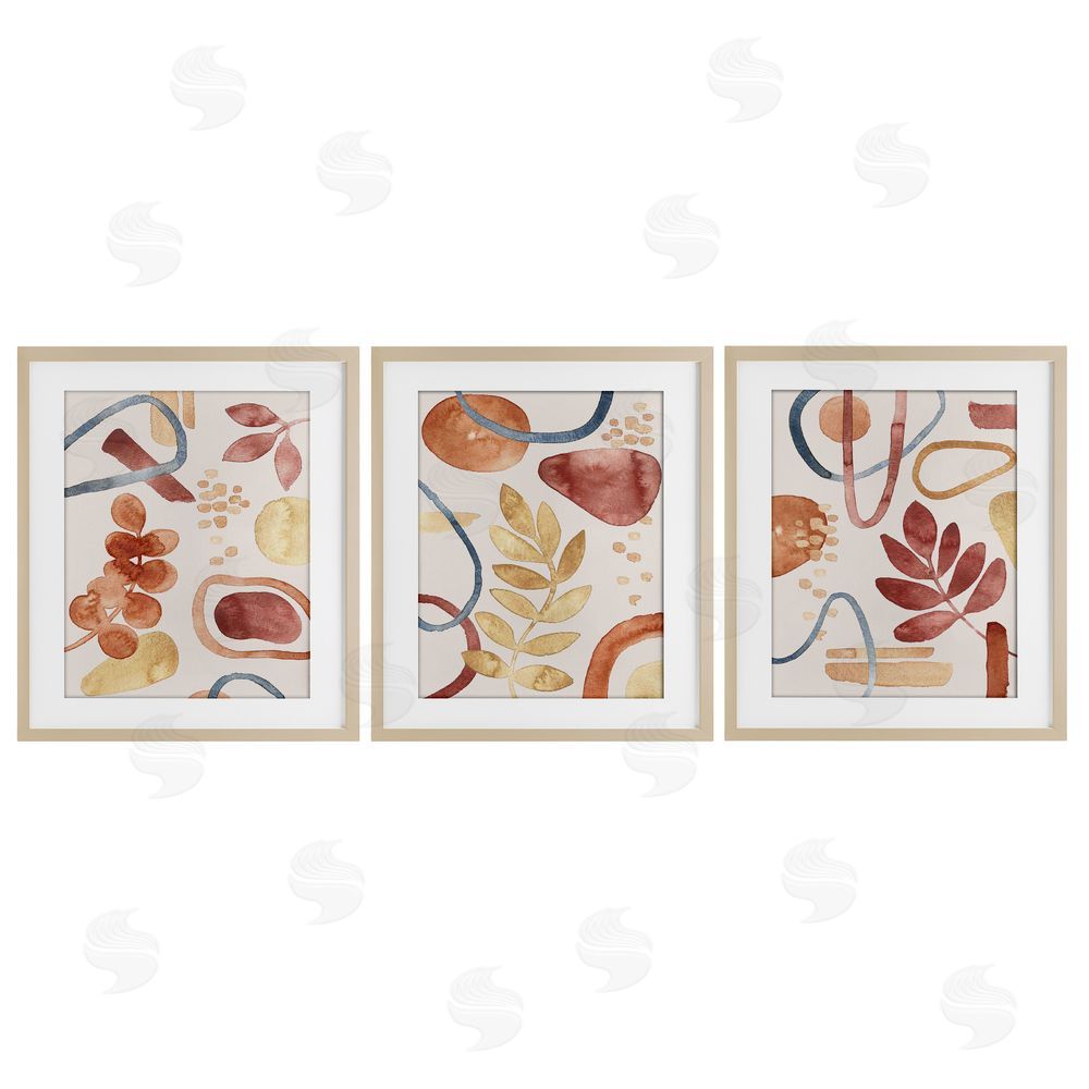 Camila Juncos Natural Abstract & Leaves Organics Birch Framed Print Under Glass with White Mat Wall Art