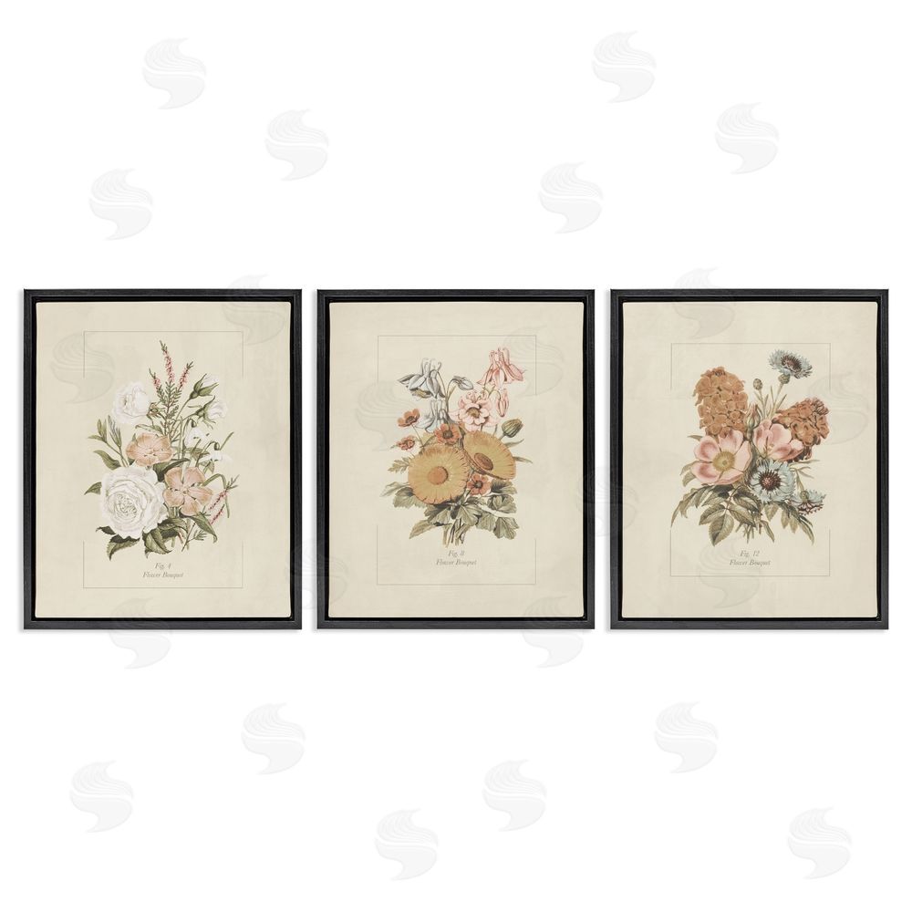 Dan Meneely Neutral Bouquet Studies Black Floating Frame Canvas Wall Art Print