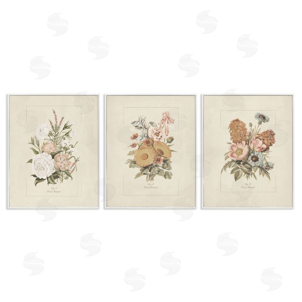Dan Meneely Neutral Bouquet Studies White Framed Giclee Wall Art Print