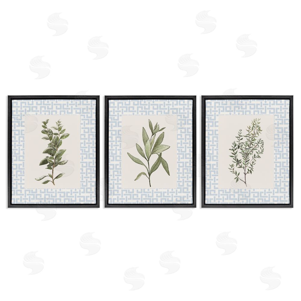 Sundance Graphics Kitchen Herbs on Geometric Black Floating Frame Canvas Wall Art Print