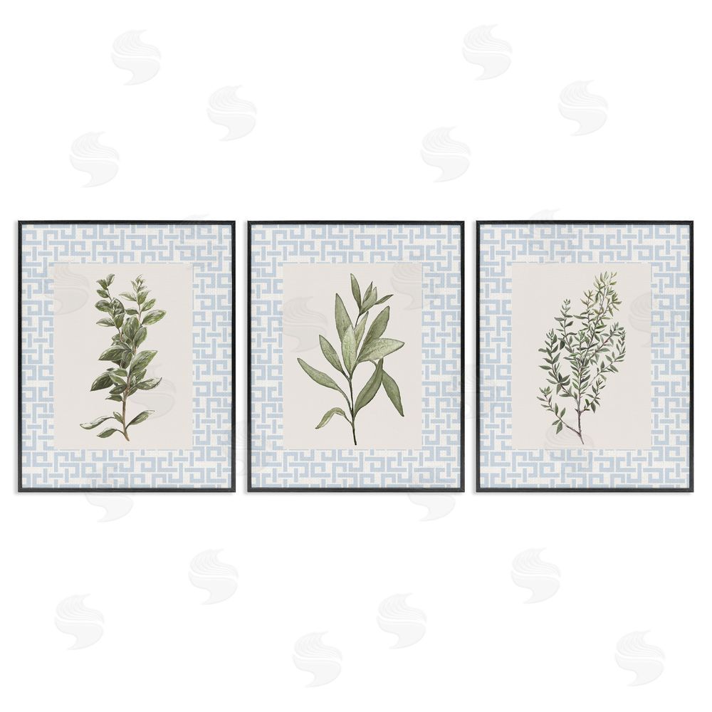 Sundance Graphics Kitchen Herbs on Geometric Black Framed Giclee Wall Art Print