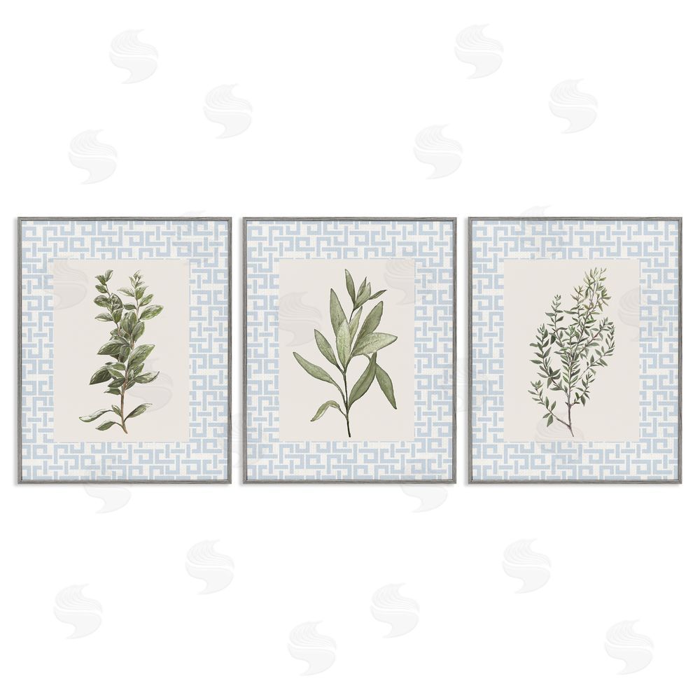 Sundance Graphics Kitchen Herbs on Geometric Gray Framed Giclee Wall Art Print