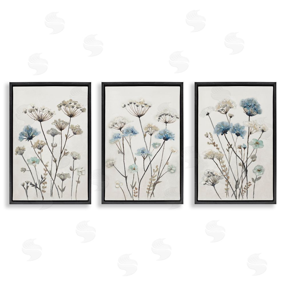 Sundance Graphics Neutral & Blue Garden Black Floating Frame Canvas Wall Art Print