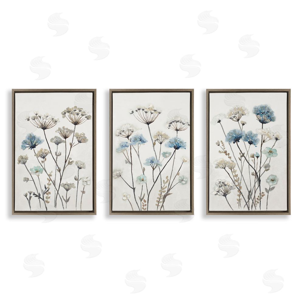 Sundance Graphics Neutral & Blue Garden Brown Floating Frame Canvas Wall Art Print