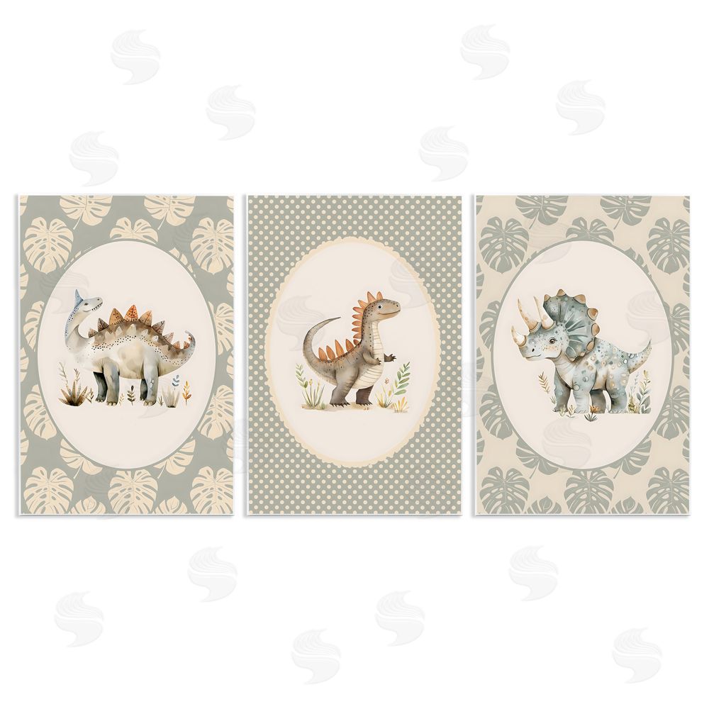 LSR Design Studio Nursery Dinosaurs Tropical Border Wall Plaque Home Decor Art Print