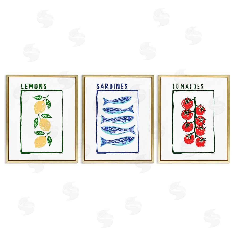 Amanda Greenwood Healthy Summer Foods Gold Floating Frame Canvas Wall Art Print