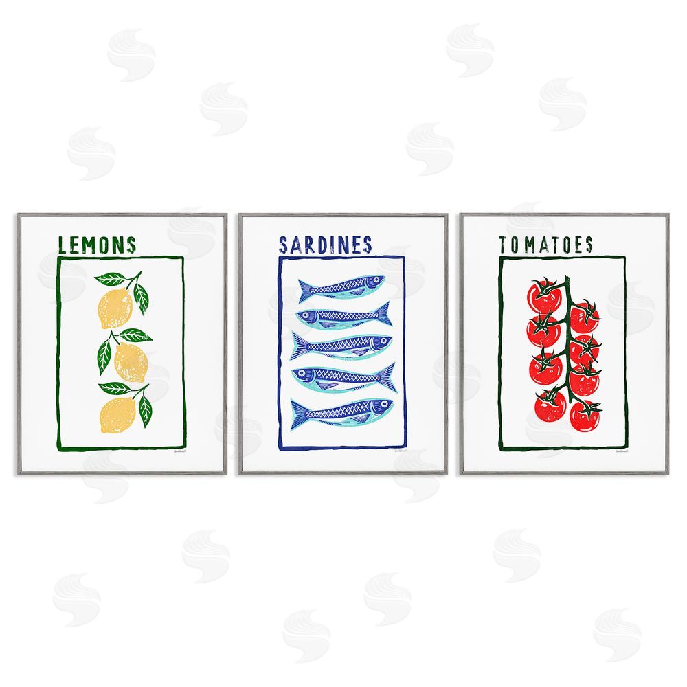 Amanda Greenwood Healthy Summer Foods Gray Framed Giclee Wall Art Print