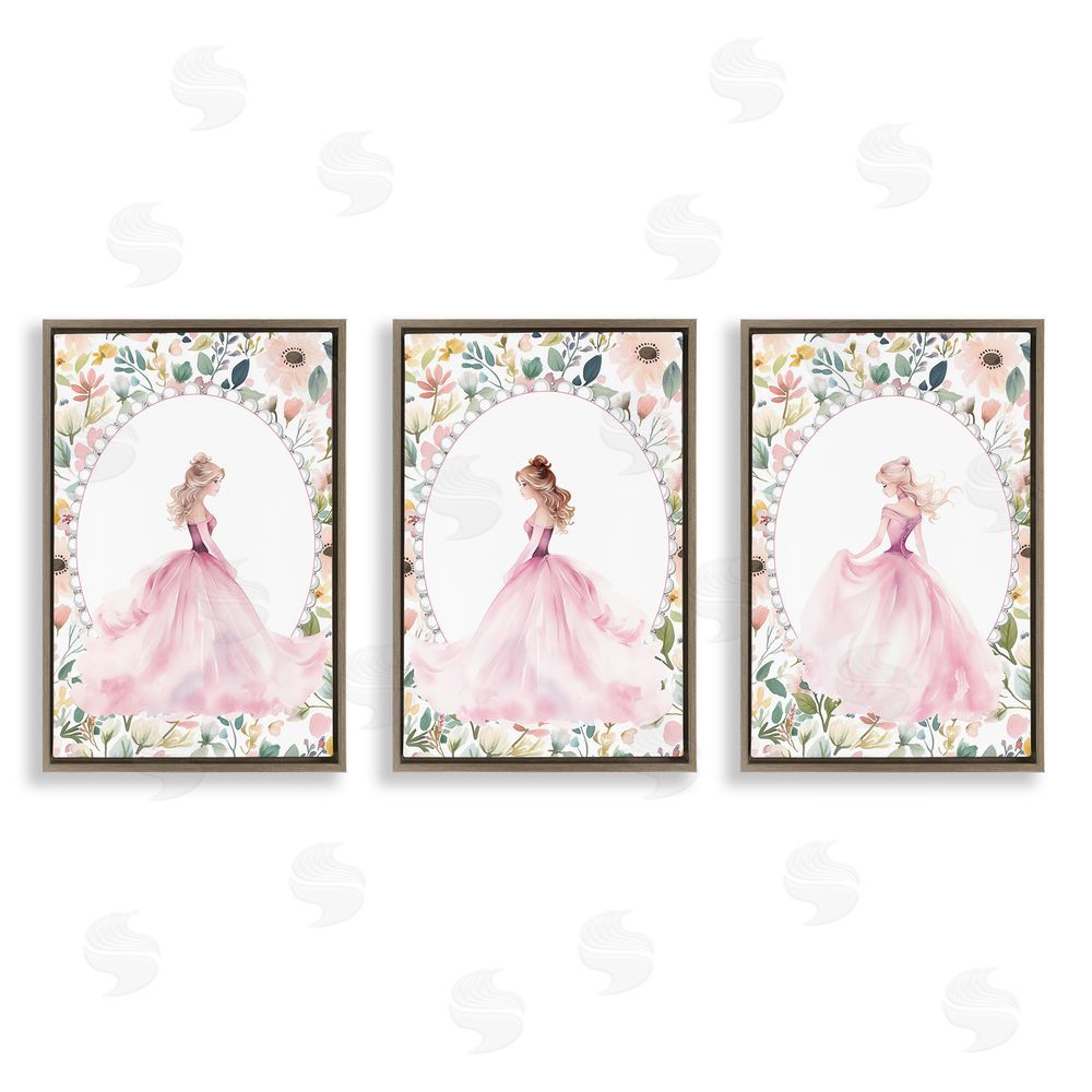 Christine Simpson Art Bordered Princess Love Brown Floating Frame Canvas Wall Art Print