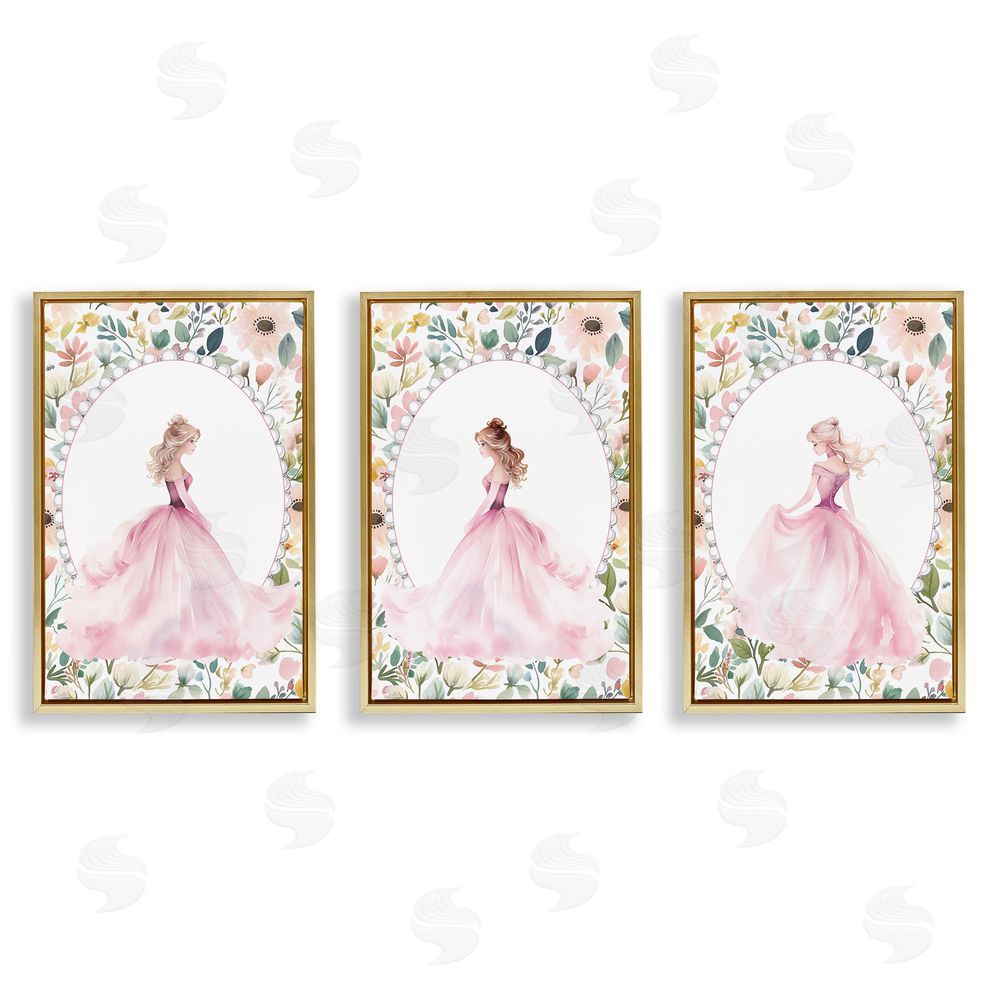 Christine Simpson Art Bordered Princess Love Gold Floating Frame Canvas Wall Art Print