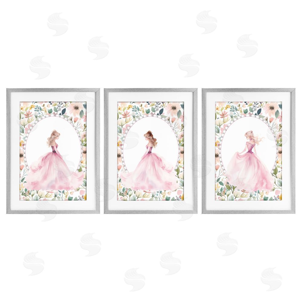 Christine Simpson Art Bordered Princess Love Gray Framed Print Under Glass Wall Art