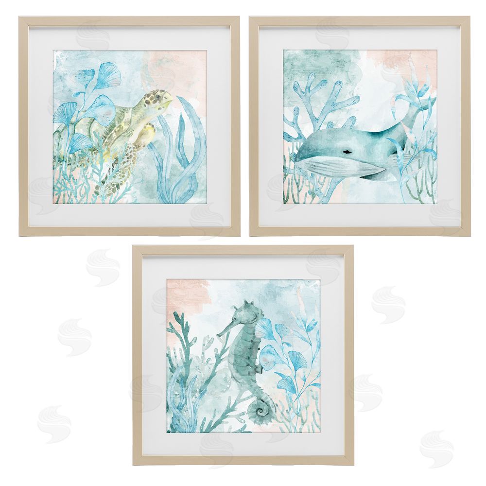 Kim Allen Aquatic Animals Sea Swim Brown Framed Print Under Glass Wall Art