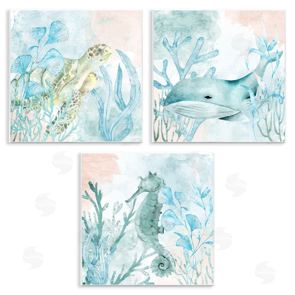 Kim Allen Aquatic Animals Sea Swim Wooden Wall Plaque Art Print