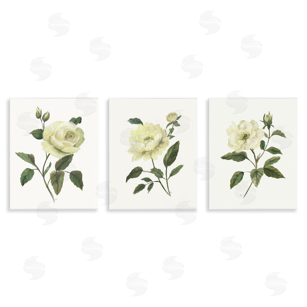 Nan Ivory Budding Garden Flowers Wooden Wall Plaque Art Print