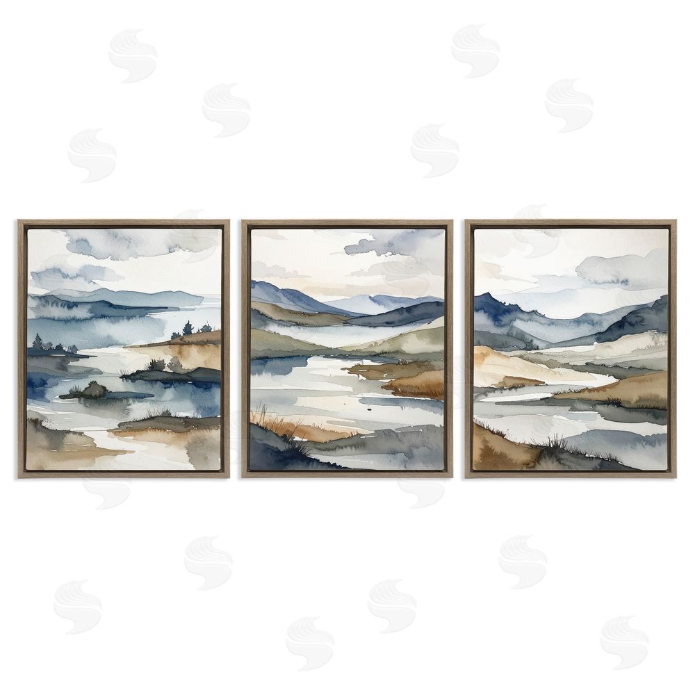 Alonza Saunders Continuous Flow Of Water Brown Floating Frame Canvas Wall Art Print