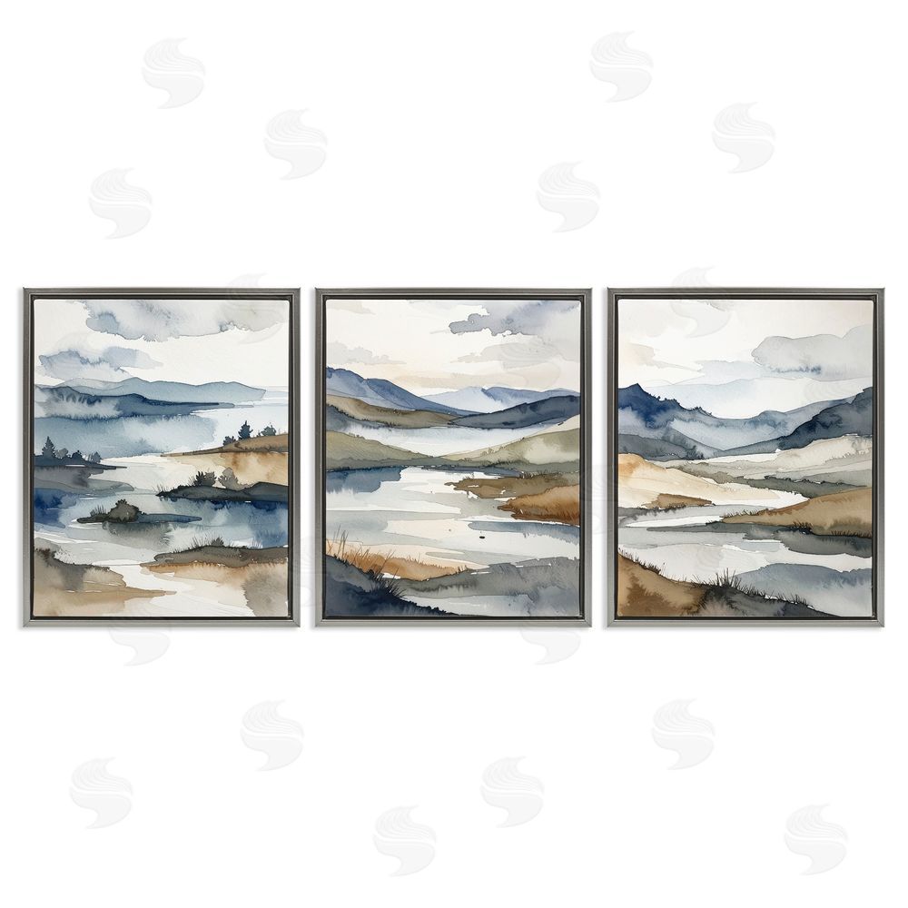 Alonza Saunders Continuous Flow Of Water Gray Floating Frame Canvas Wall Art Print