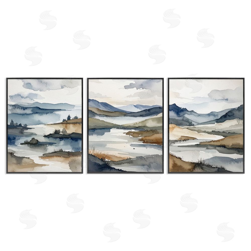 Alonza Saunders Continuous Flow Of Water Black Framed Giclee Wall Art Print