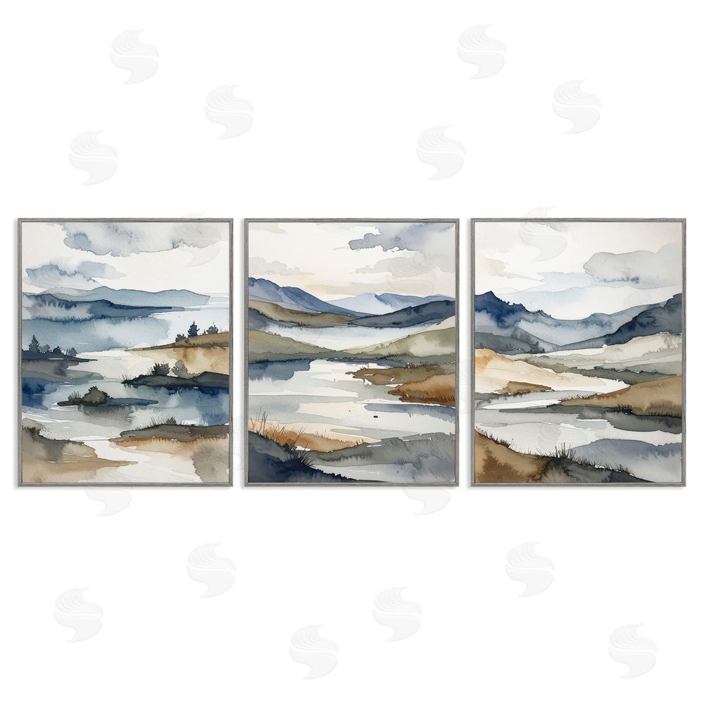 Alonza Saunders Continuous Flow Of Water Gray Framed Giclee Wall Art Print