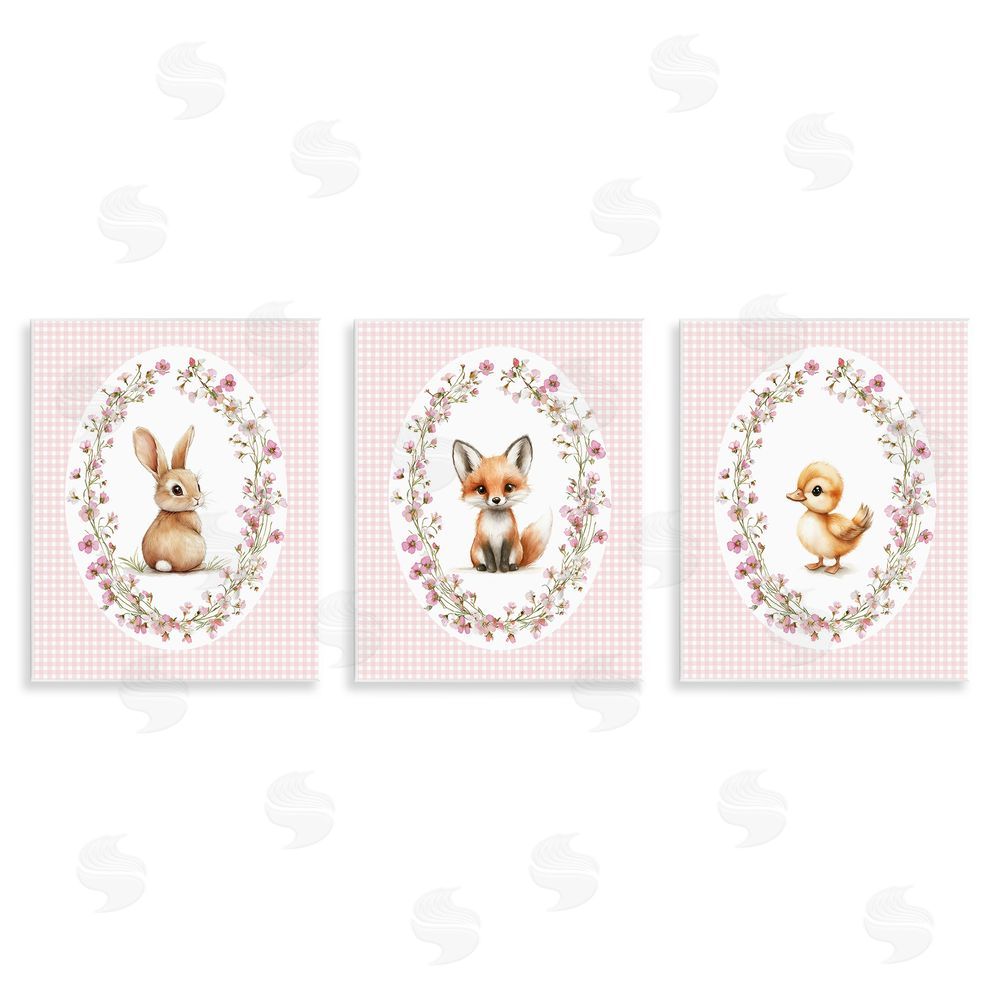 Christine Simpson Art Spring Gingham Animals Wall Plaque Art Print