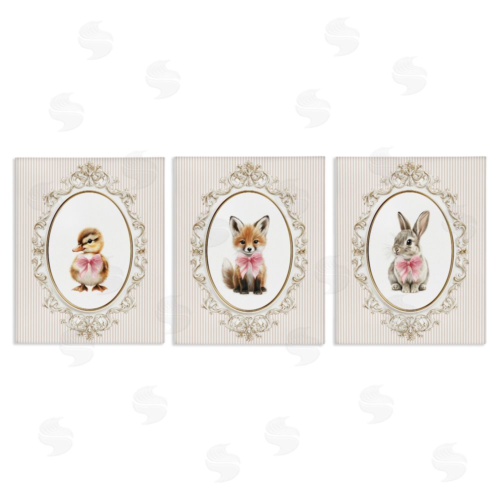 Christine Simpson Art Vintage Animals with Ornate Design Stretched Canvas Wall Art Print