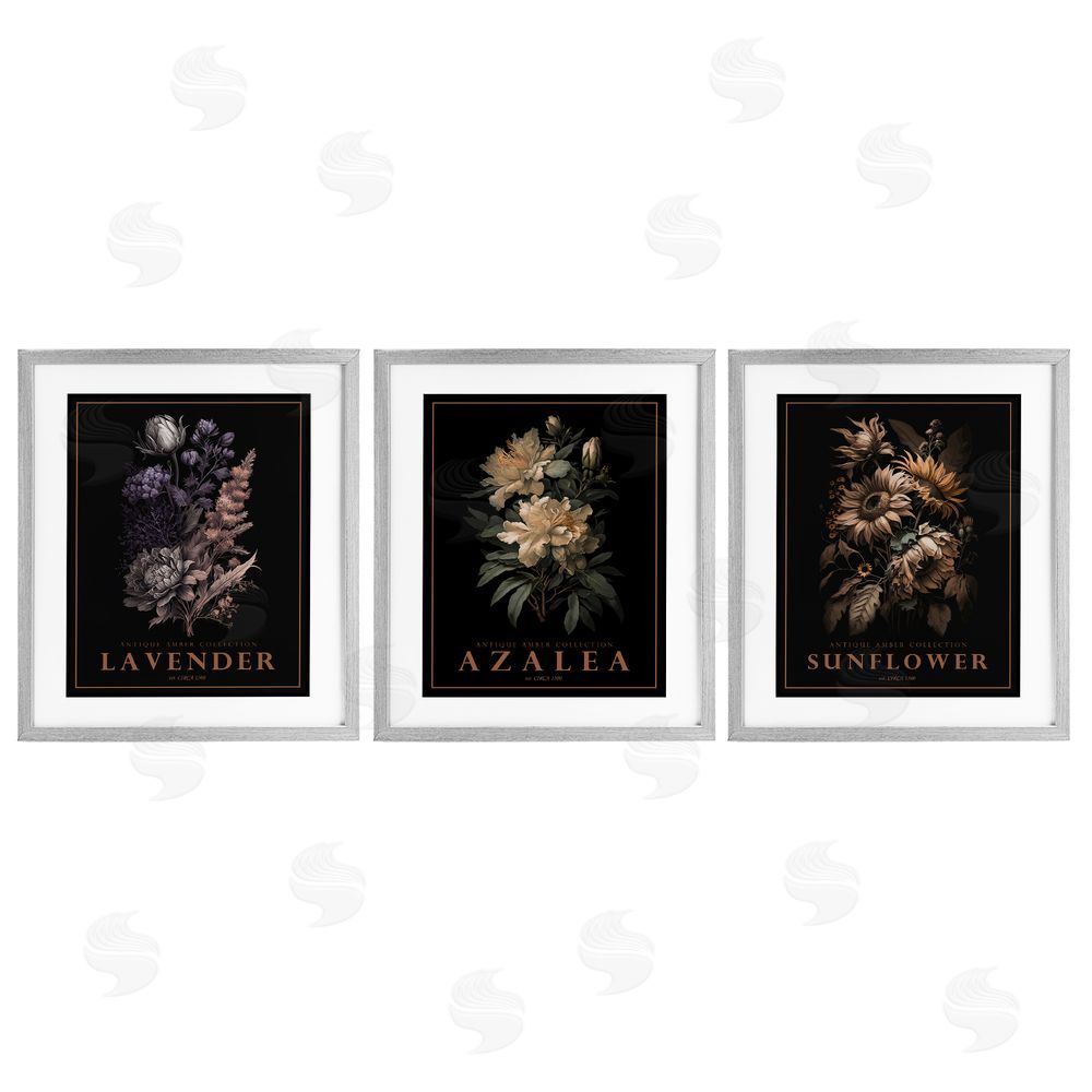 Image Conscious Antique Botanical Herb Bushels Gray Framed Print Under Glass Wall Art