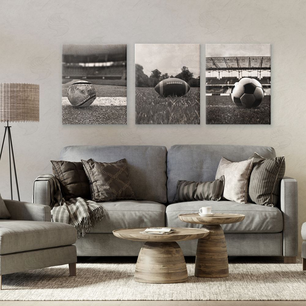 Marcus Prime Vintage Sports on Field Stretched Cavas Wall Art Set in Room