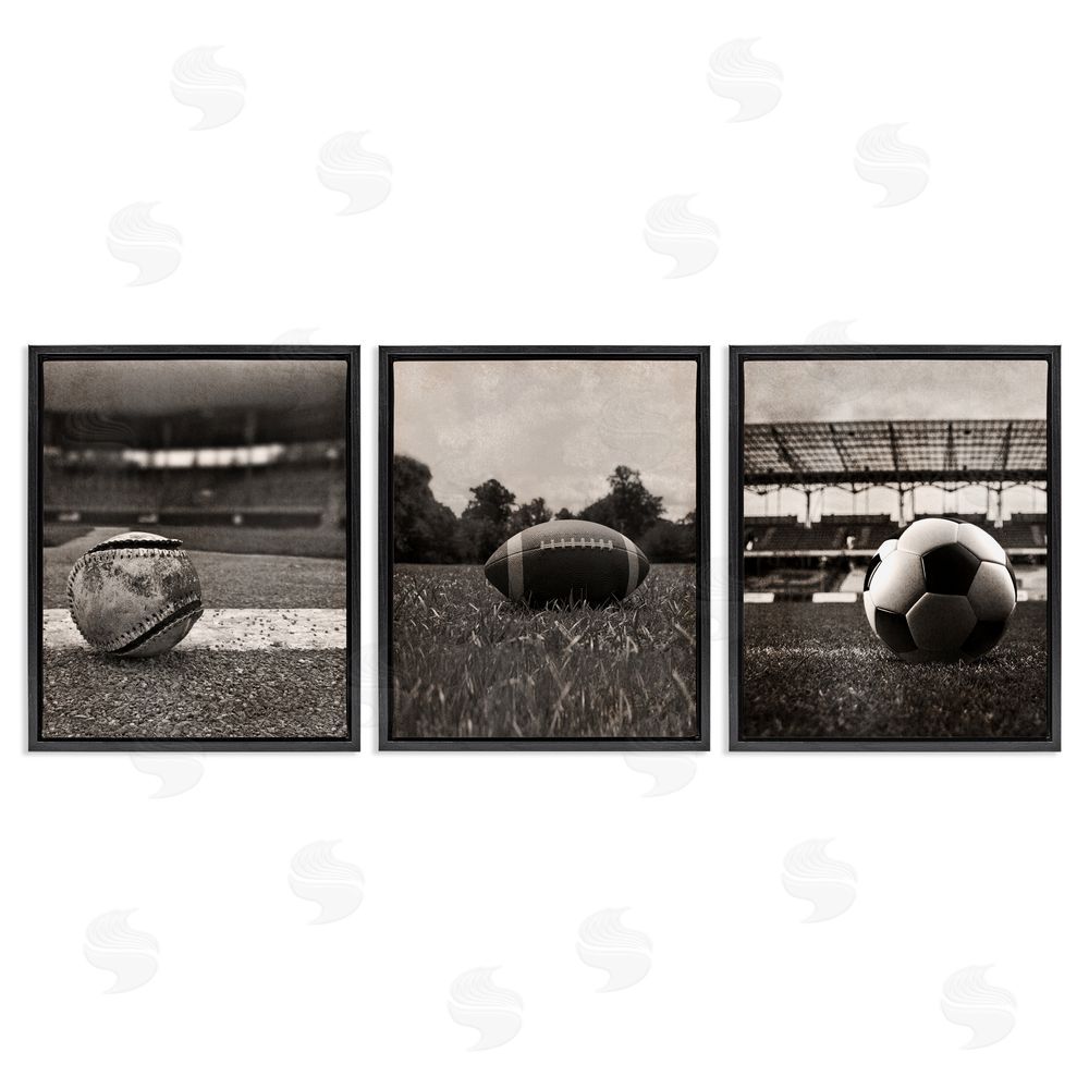 Marcus Prime Vintage Sports on Field Black Floating Frame Canvas Wall Art Print