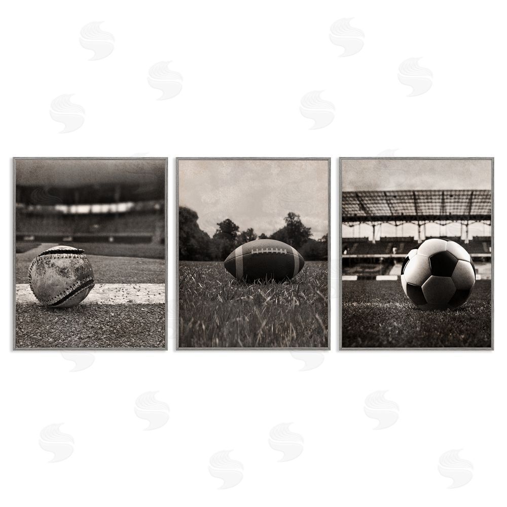 Marcus Prime Vintage Sports on Field Gray Framed Giclee Wall Art Print