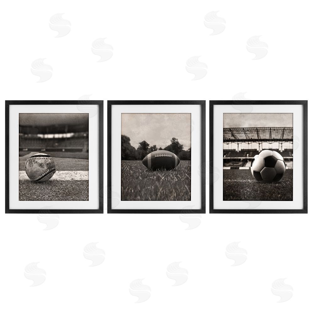 Marcus Prime Vintage Sports on Field Black Framed Print Under Glass Wall Art