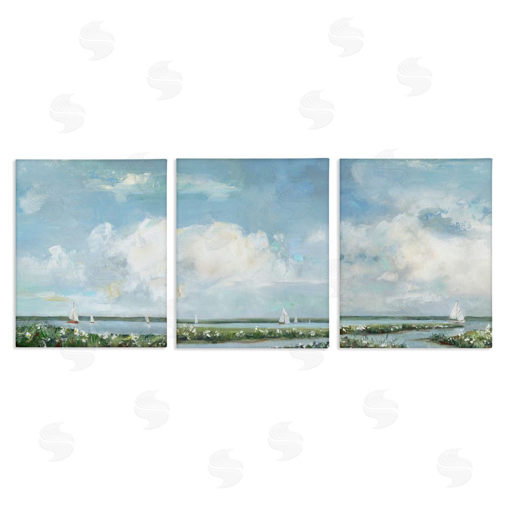 Sally Swatland Daisies Along Calm Coastline Stretched Canvas Wall Art