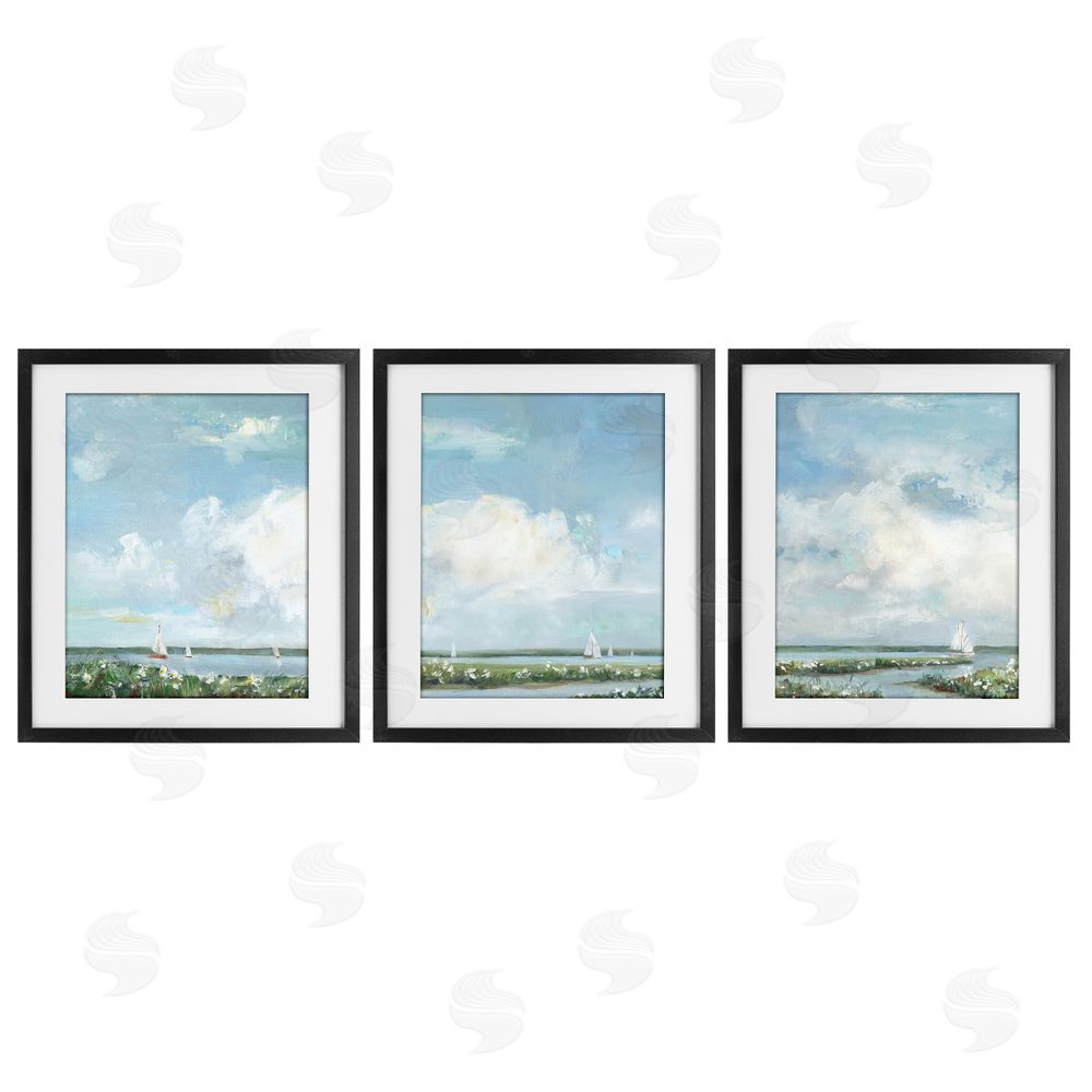 Sally Swatland Daisies Along Calm Coastline Black Framed Print Under Glass Wall Art