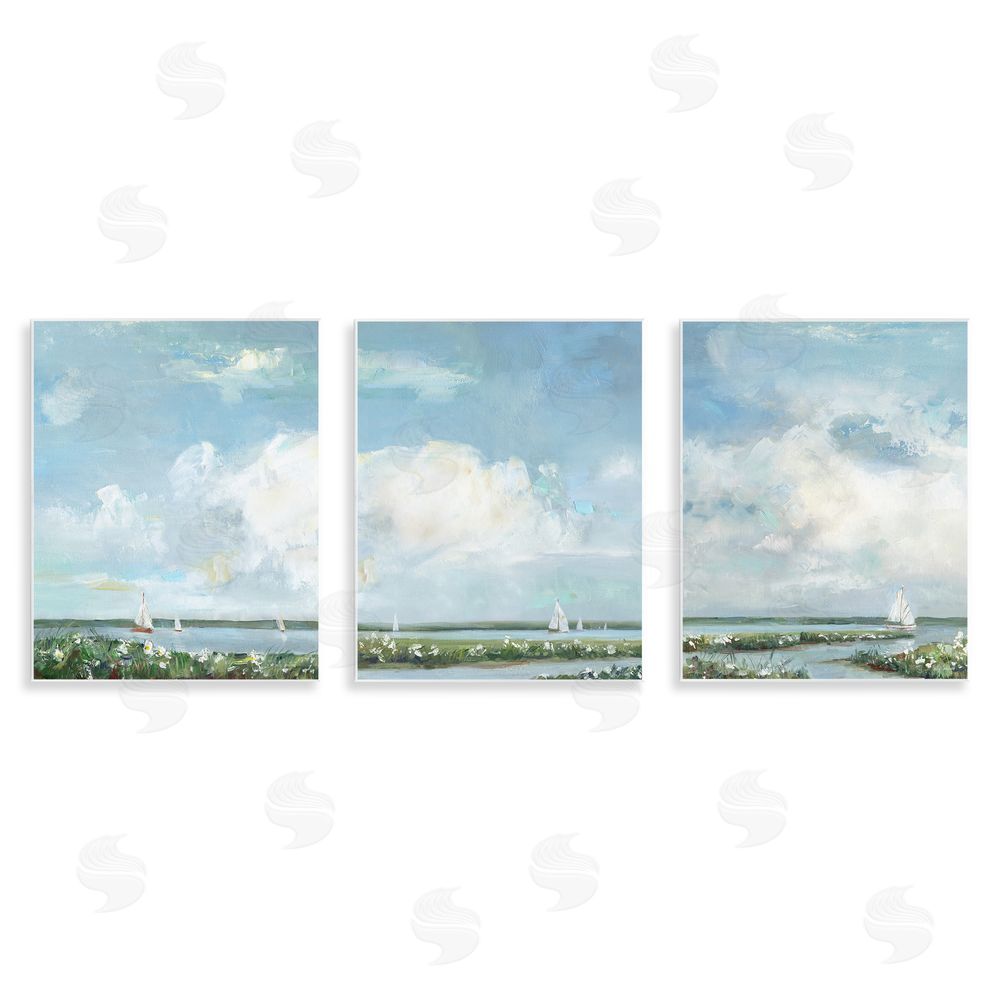 Sally Swatland Daisies Along Calm Coastline Wall Plaque with Fixed Lithograph Print