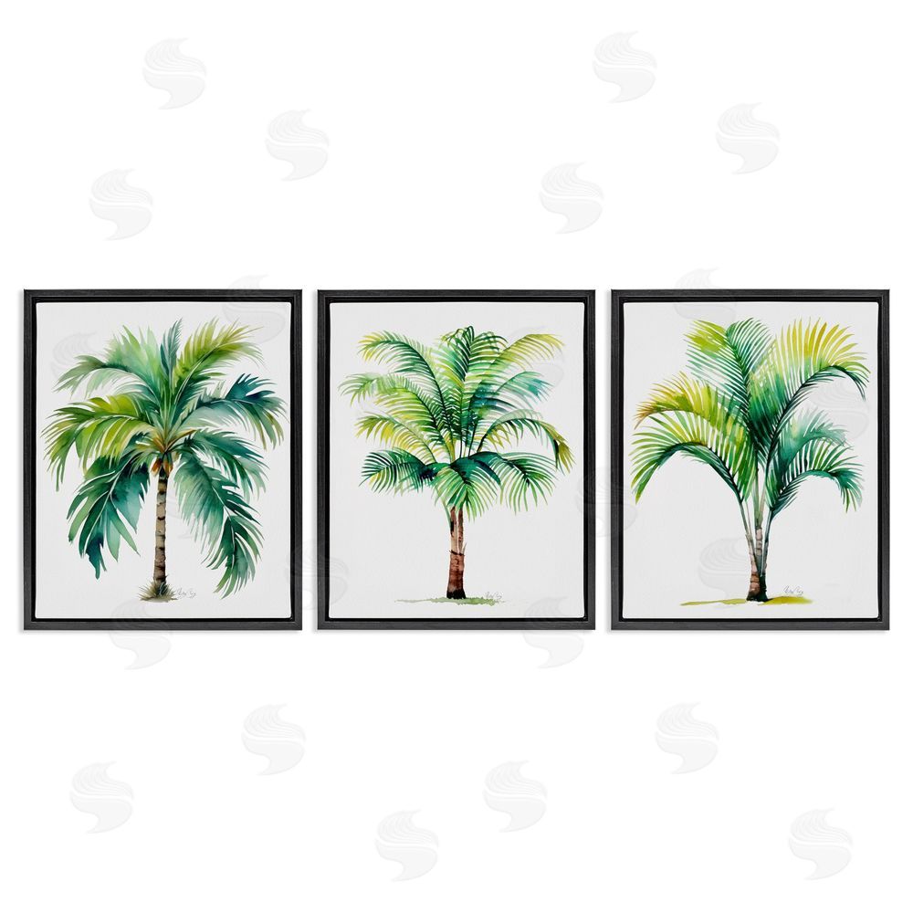 Shelly Craig Exotic Lagoon Palms Black Floating Frame Canvas Wall Art Print