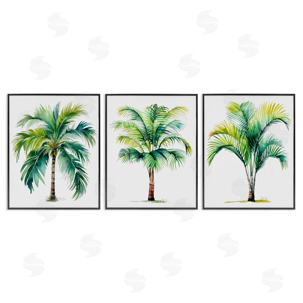 Shelly Craig Exotic Lagoon Palms Black Framed Giclee Wall Art Print