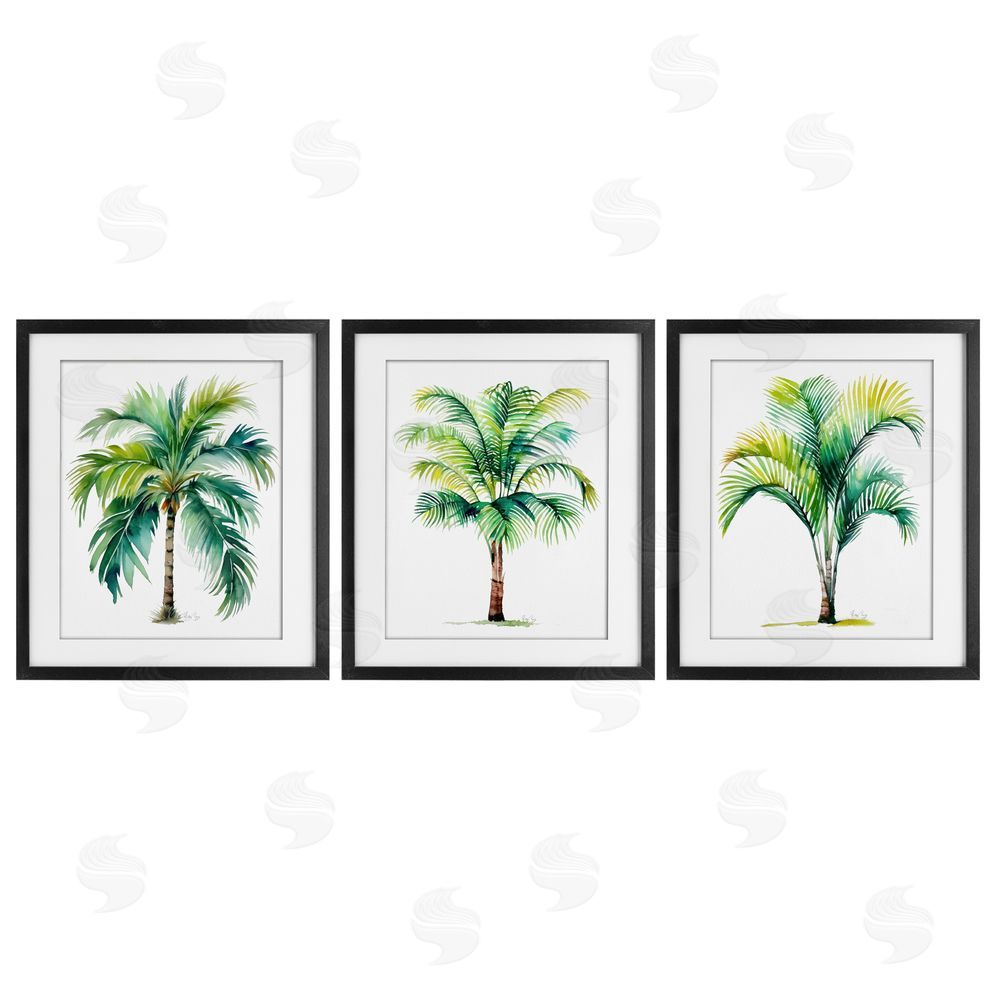 Shelly Craig Exotic Lagoon Palms Black Framed Print Under Glass Wall Art