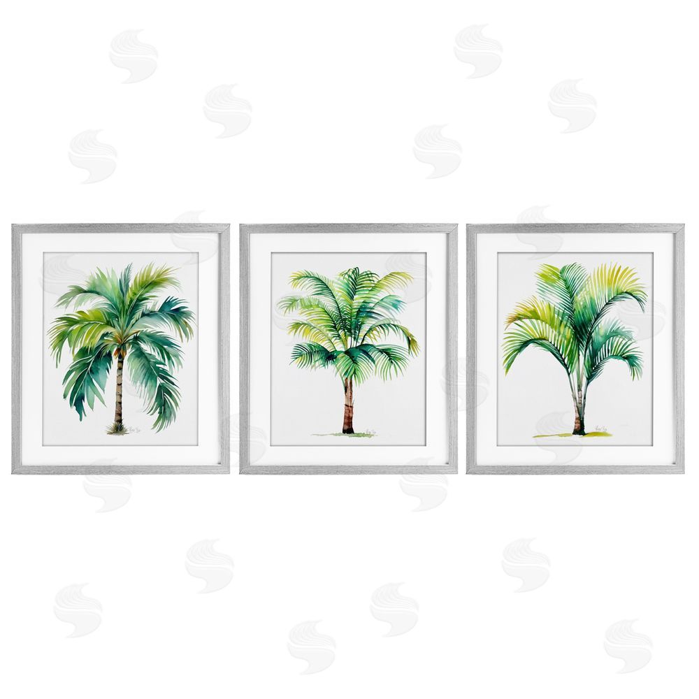 Shelly Craig Exotic Lagoon Palms Gray Framed Print Under Glass Wall Art