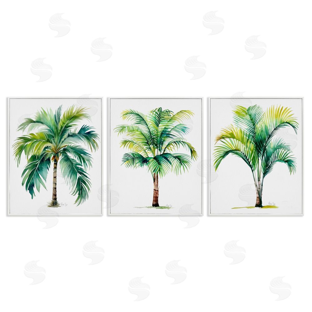 Shelly Craig Exotic Lagoon Palms White Framed Giclee Wall Art Print