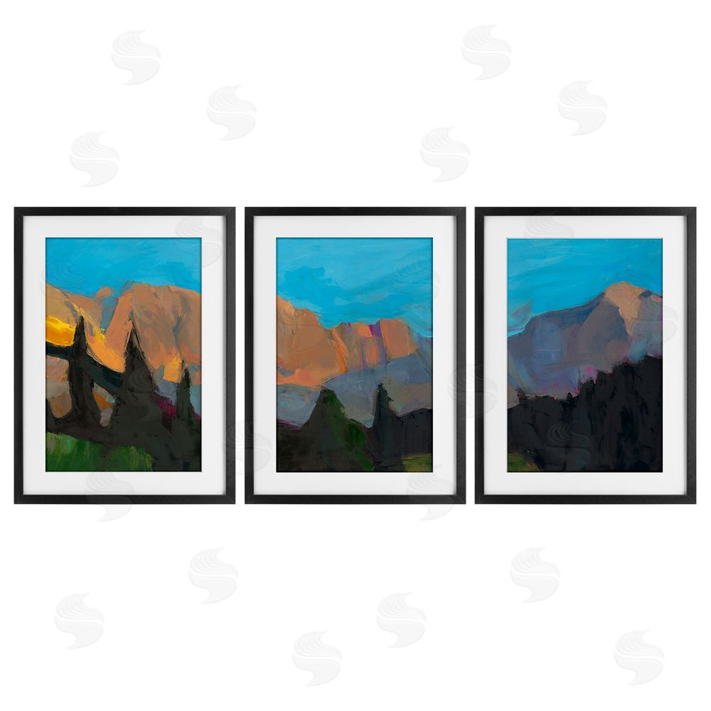Julie Denise Blue Sky Over Mountain Peaks Black Framed Print Under Glass Wall Art