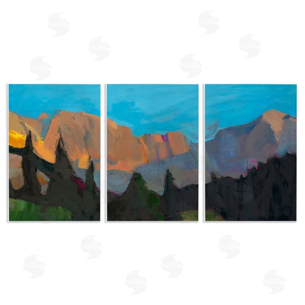 Julie Denise Blue Sky Over Mountain Peaks Wooden Wall Plaque Art Print