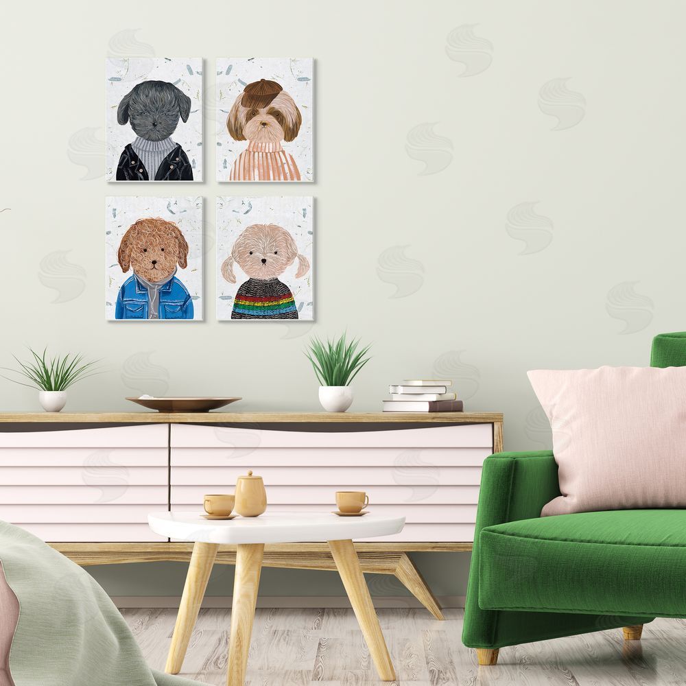 Melissa Wang Hipster Dogs Funny Animal Paintings Canvas Wall Art Print in Room