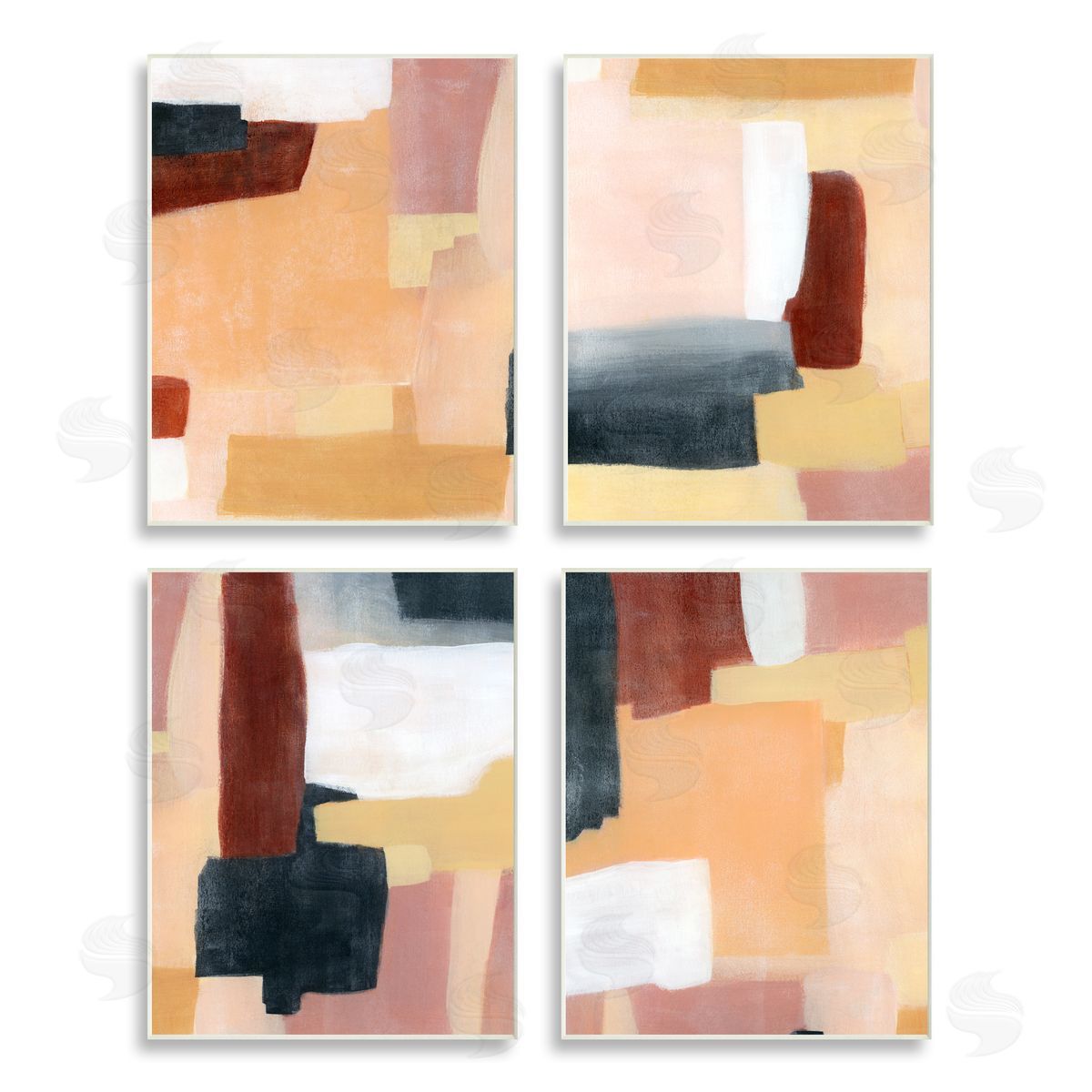 Grace Popp Color Block Abstraction Neutral Beige Brown Wooden Wall Plaque Art Print