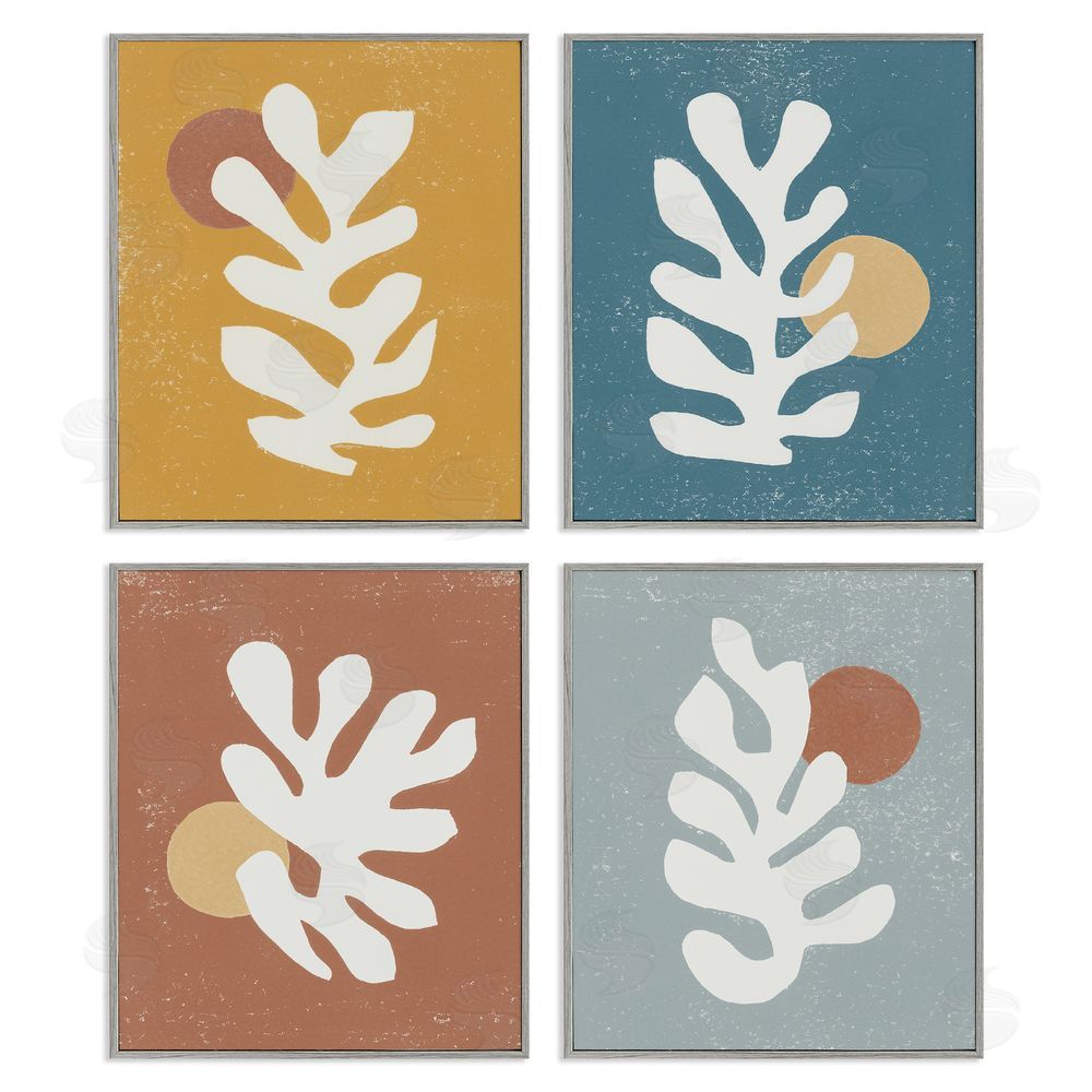 Moira Hershey Fluid Matisse Inspired Plants Abstract Gray Framed Giclee Wall Art Print