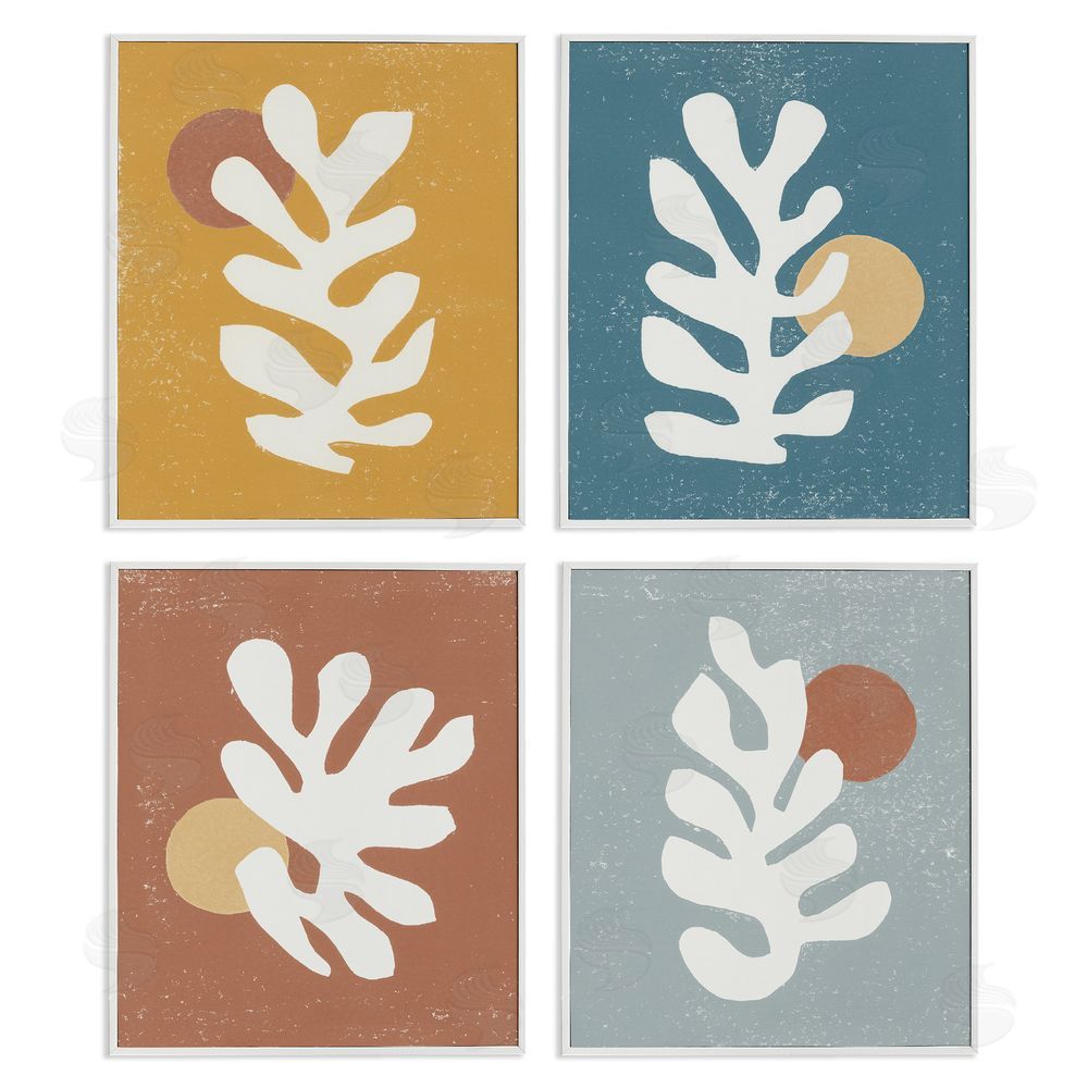 Moira Hershey Fluid Matisse Inspired Plants Abstract White Framed Giclee Wall Art Print