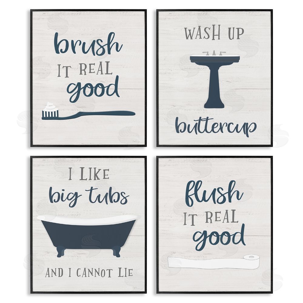 Natalie Carpentieri Bathroom Rules Humor Good Hygiene Puns Black Framed Giclee Wall Art Print
