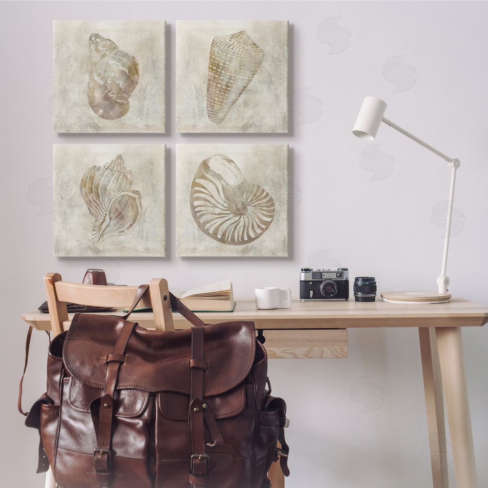 Carol Robinson Vintage Nautilus Seashells Patterned Aquatic Animals Canvas Wall Art Print in Room