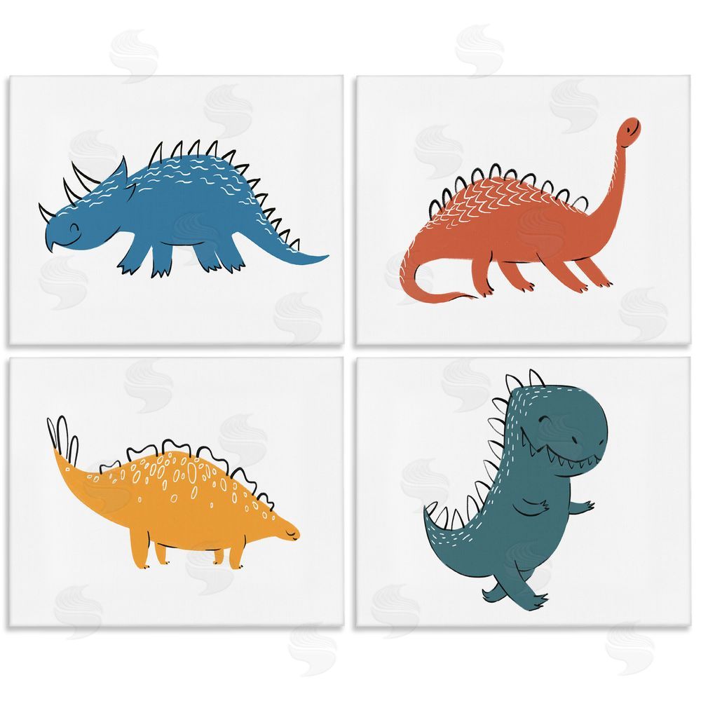 Ziwei Li Kids' Happy Dinosaur Prehistoric T-Rex Canvas Wall Art Print