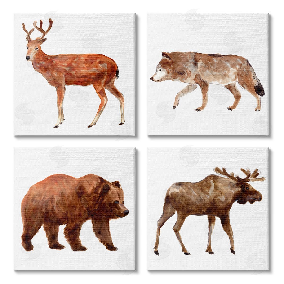 June Erica Vess Woodland Animals Marching Canvas Wall Art Print