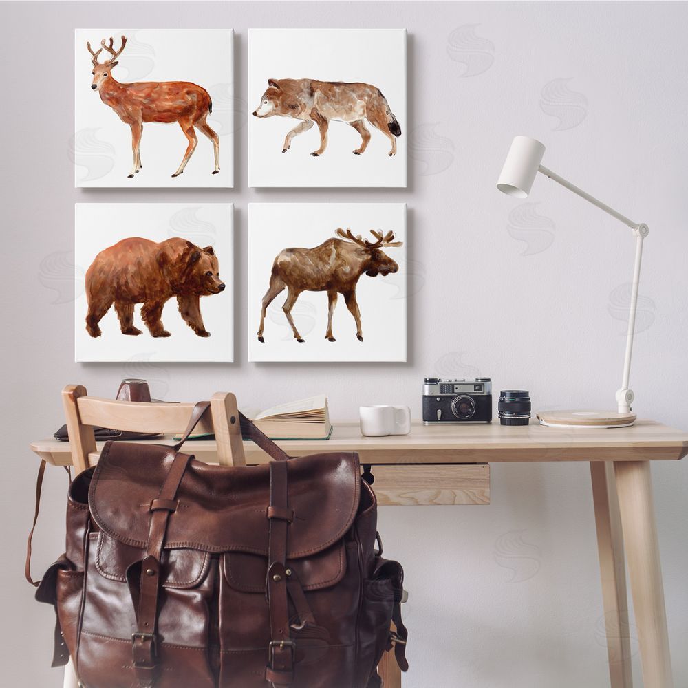 June Erica Vess Woodland Animals Marching Canvas Wall Art Print in Room