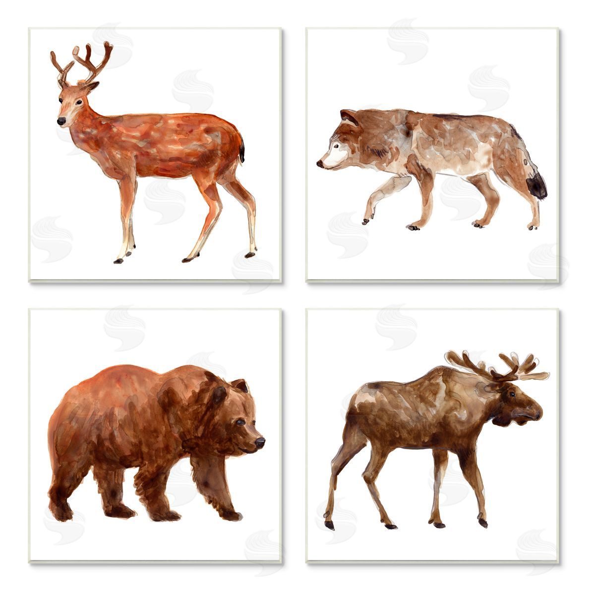 June Erica Vess Woodland Animals Marching Wooden Wall Plaque Art Print