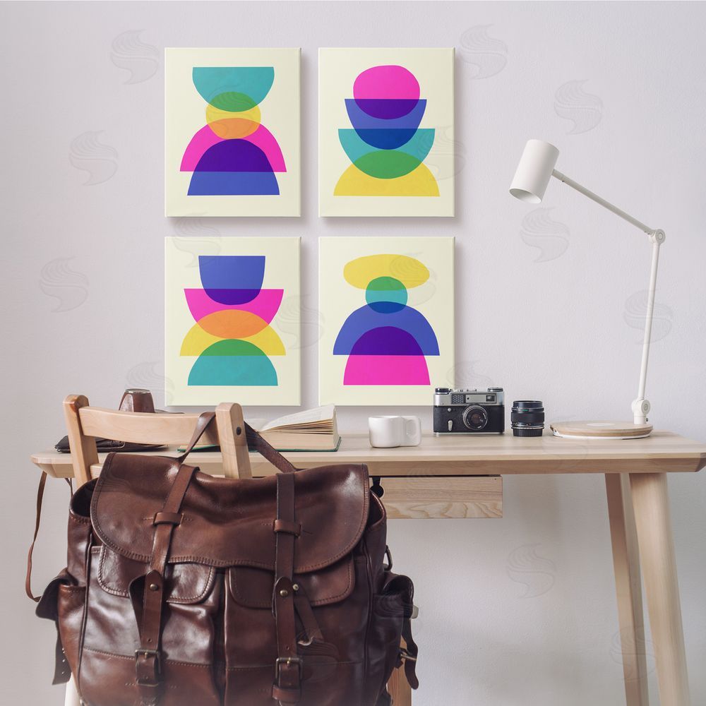 Victoria Barnes Intergalactic Rainbow Transparent Geometric Shapes  Canvas Wall Art Print in Room